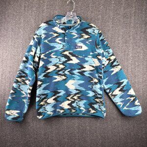 Patagonia Jacket Mens Medium Blue Geometric Synchilla Fleece Snap-T Pullover